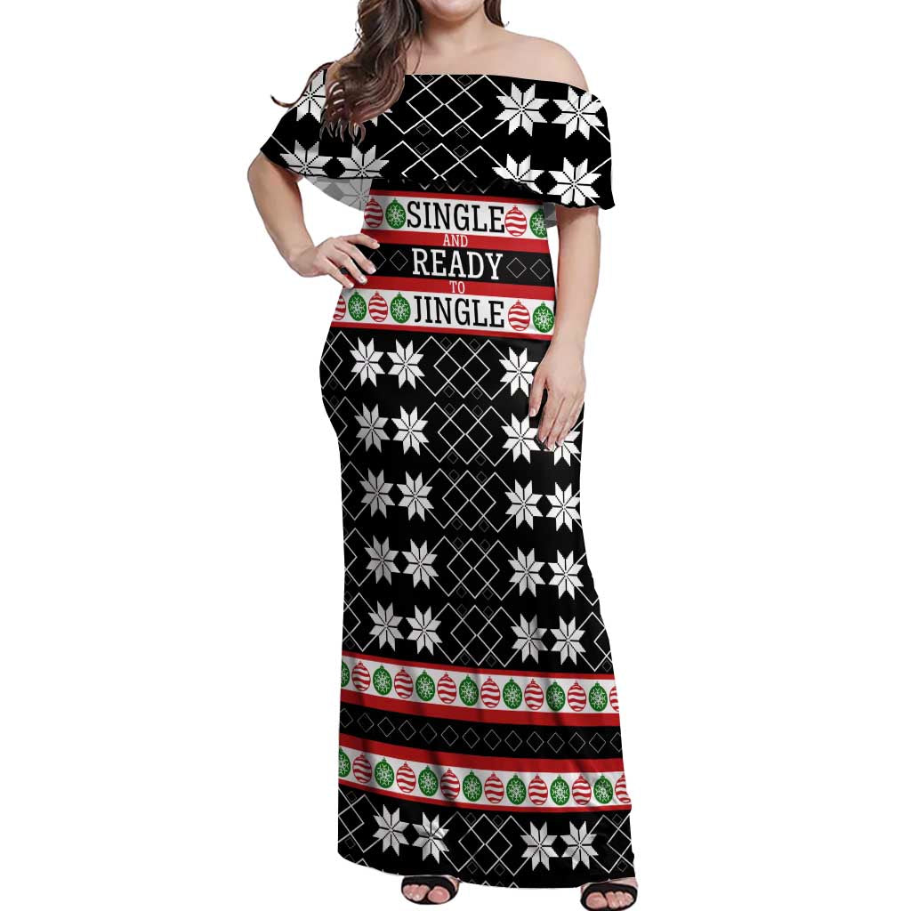 Single Ready To Jingle Christmas Off Shoulder Maxi Dress Xmas Holiday Patterns - Wonder Print Shop
