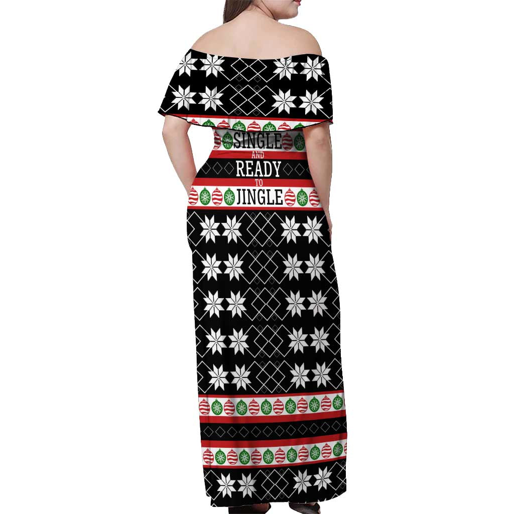 Single Ready To Jingle Christmas Off Shoulder Maxi Dress Xmas Holiday Patterns - Wonder Print Shop