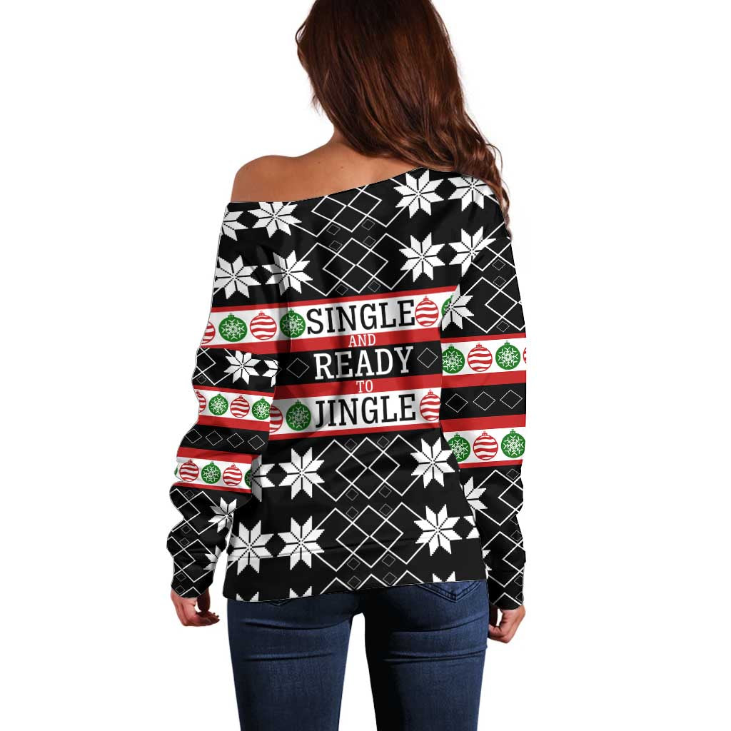 Single Ready To Jingle Christmas Off Shoulder Sweater Xmas Holiday Patterns - Wonder Print Shop