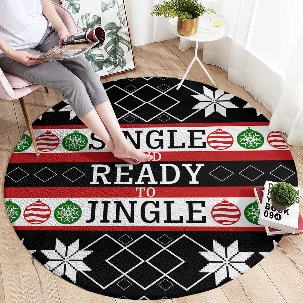 Single Ready To Jingle Christmas Round Carpet Xmas Holiday Patterns - Wonder Print Shop