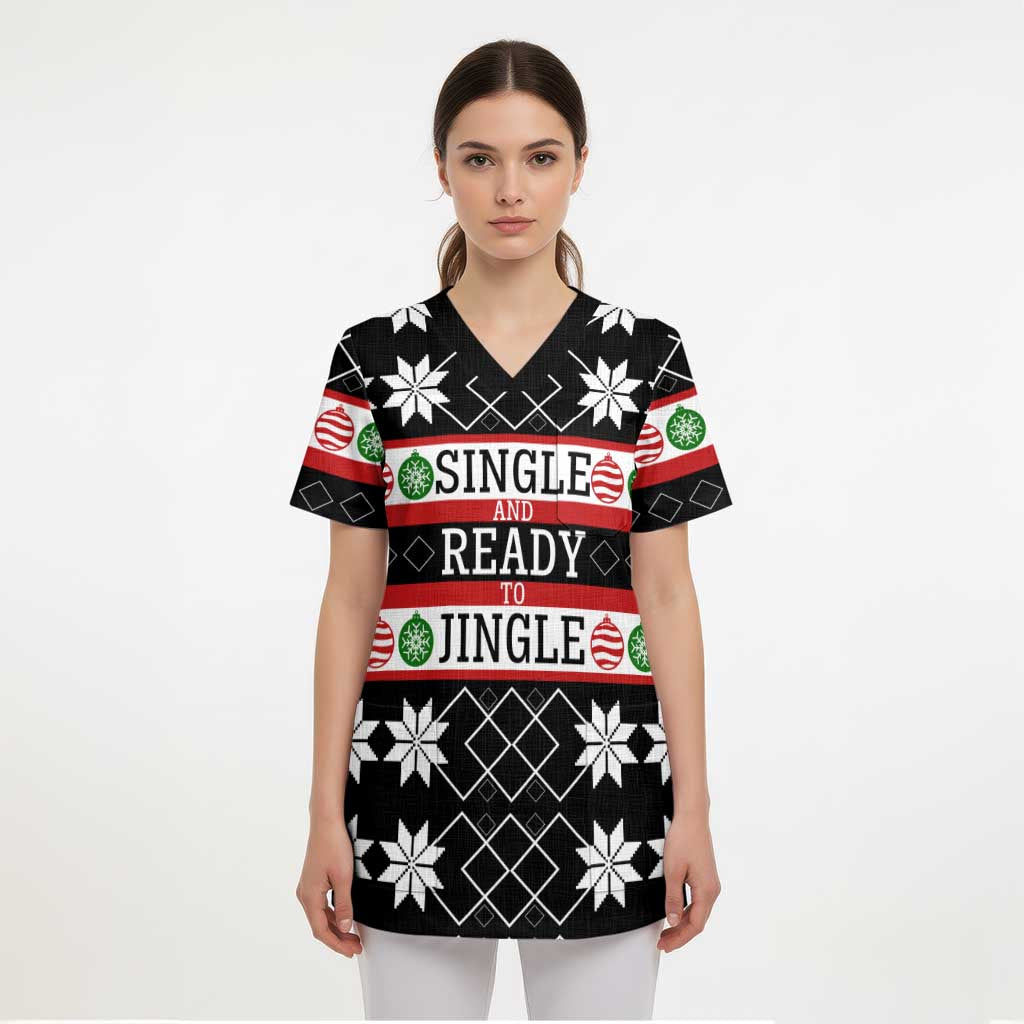 Single Ready To Jingle Christmas Scrub Top Xmas Holiday Patterns - Wonder Print Shop