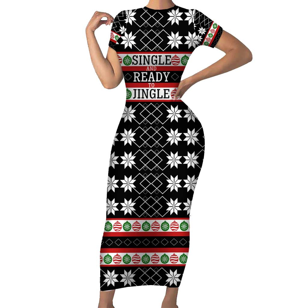 Single Ready To Jingle Christmas Short Sleeve Bodycon Dress Xmas Holiday Patterns - Wonder Print Shop