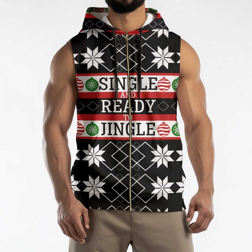 Single Ready To Jingle Christmas Sleeveless Zip Hoodie Xmas Holiday Patterns - Wonder Print Shop