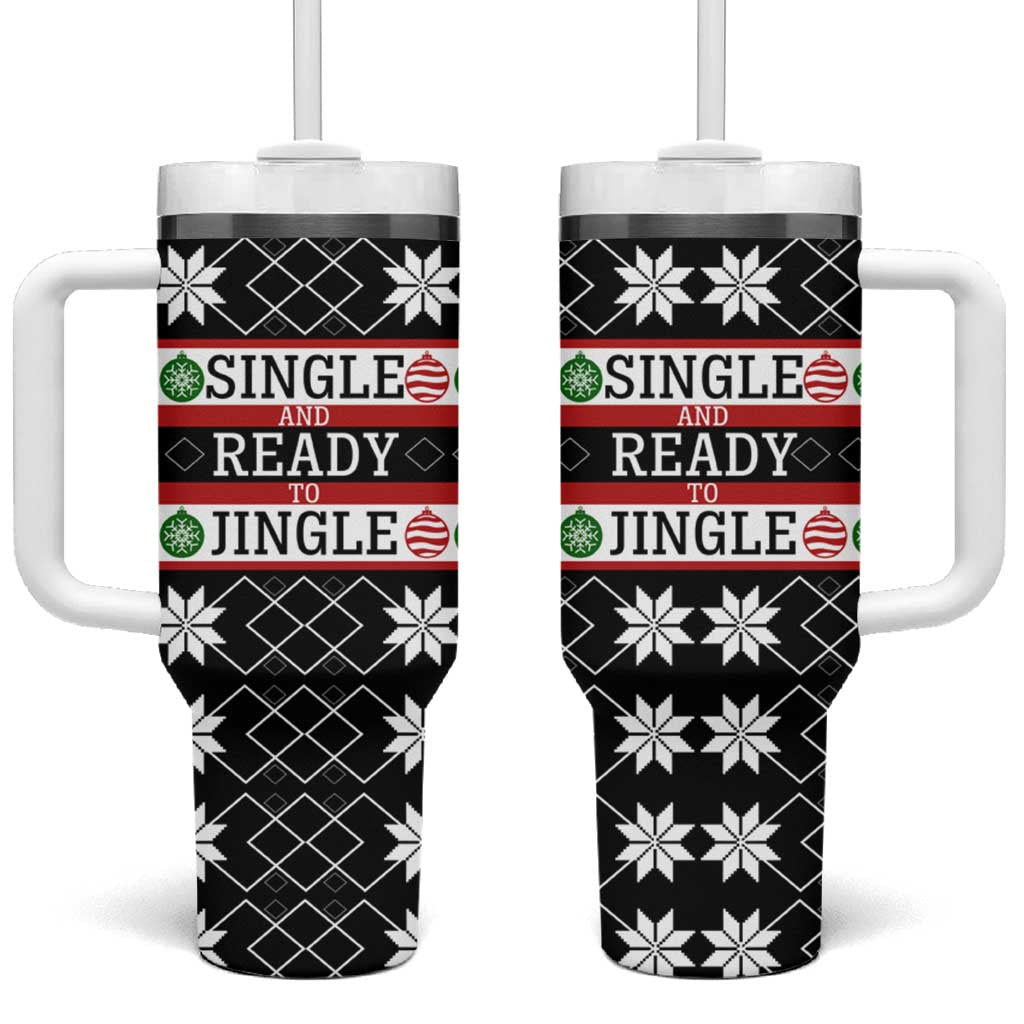 Single Ready To Jingle Christmas Tumbler With Handle Xmas Holiday Patterns - Wonder Print Shop