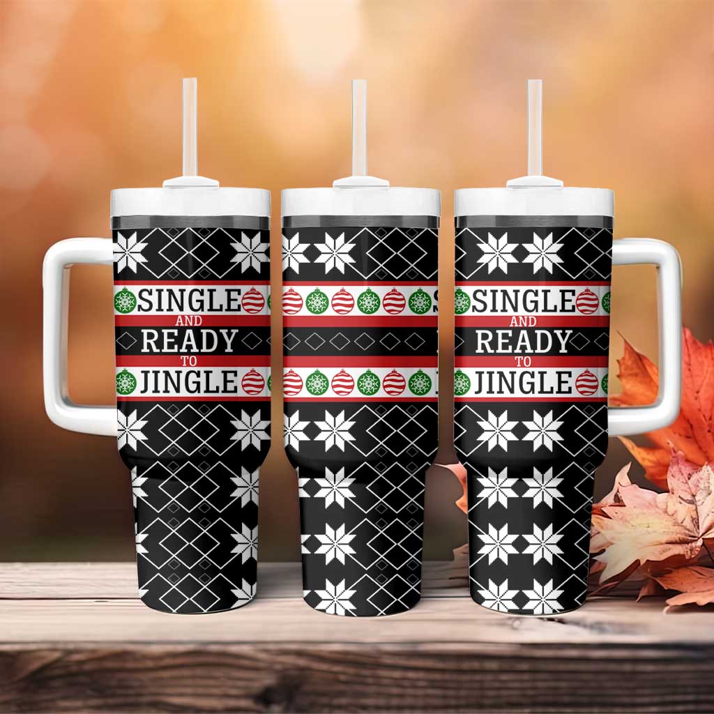 Single Ready To Jingle Christmas Tumbler With Handle Xmas Holiday Patterns - Wonder Print Shop