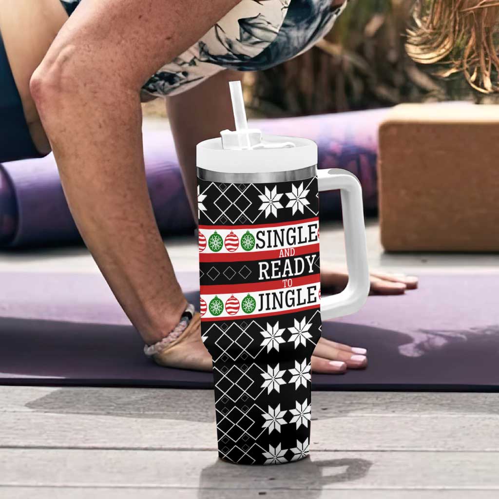 Single Ready To Jingle Christmas Tumbler With Handle Xmas Holiday Patterns - Wonder Print Shop