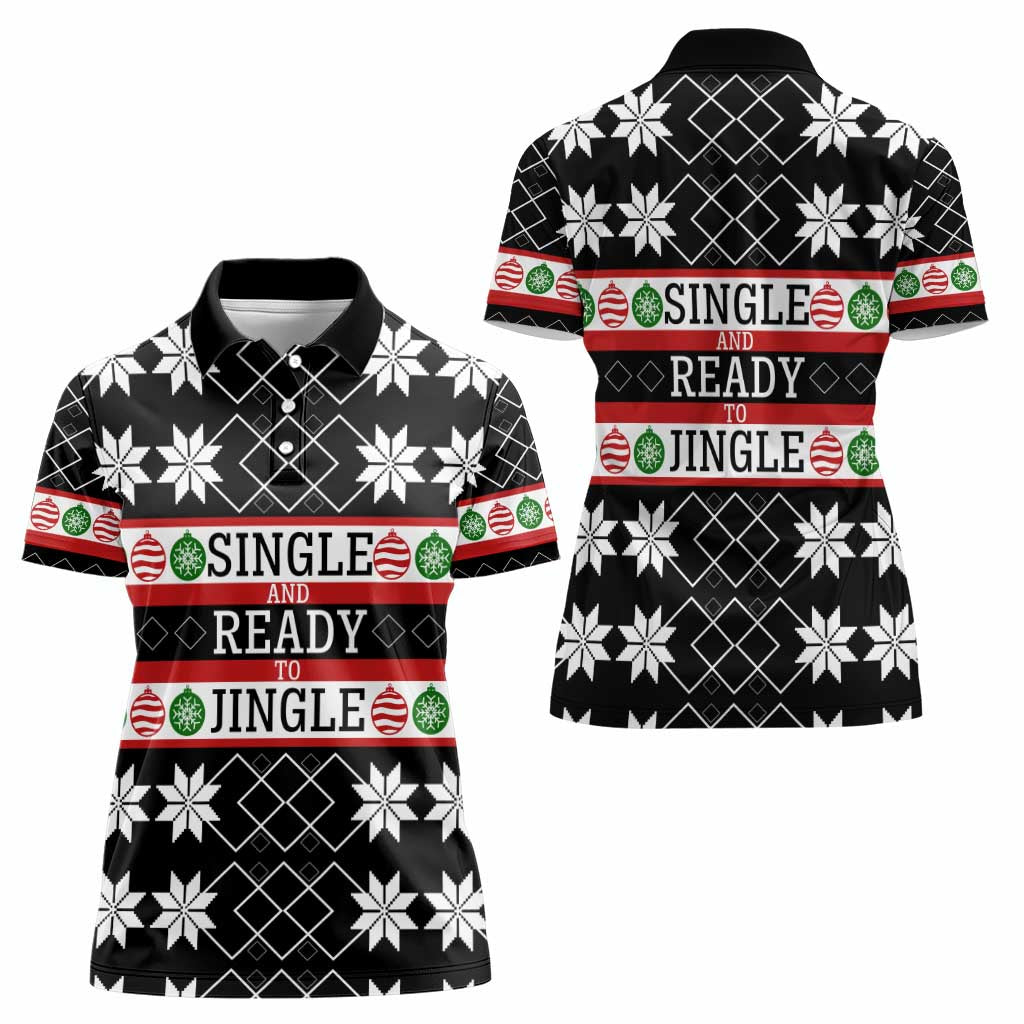 Single Ready To Jingle Christmas Women Polo Shirt Xmas Holiday Patterns - Wonder Print Shop
