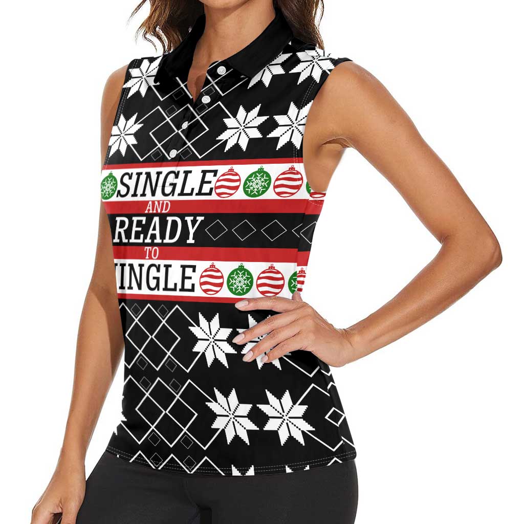 Single Ready To Jingle Christmas Women Sleeveless Polo Shirt Xmas Holiday Patterns - Wonder Print Shop