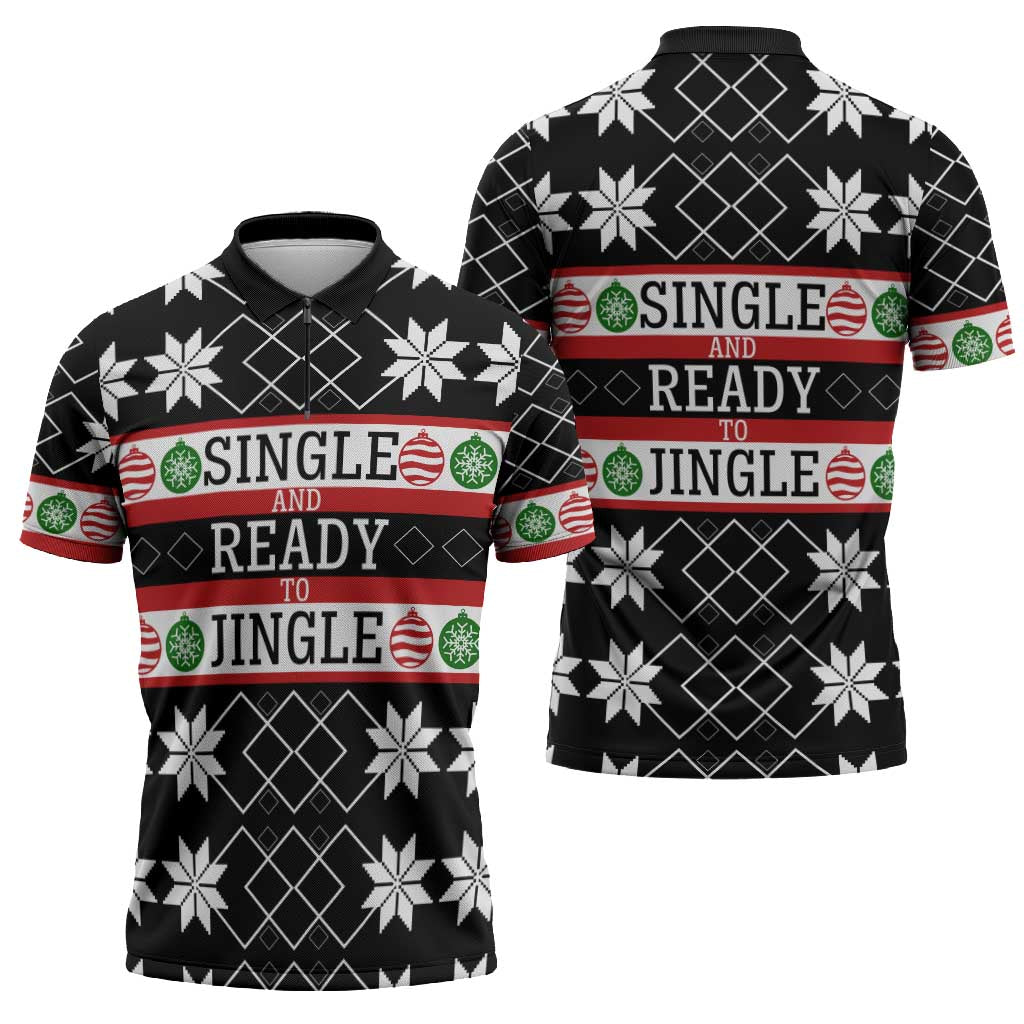 Single Ready To Jingle Christmas Zipper Polo Shirt Xmas Holiday Patterns - Wonder Print Shop