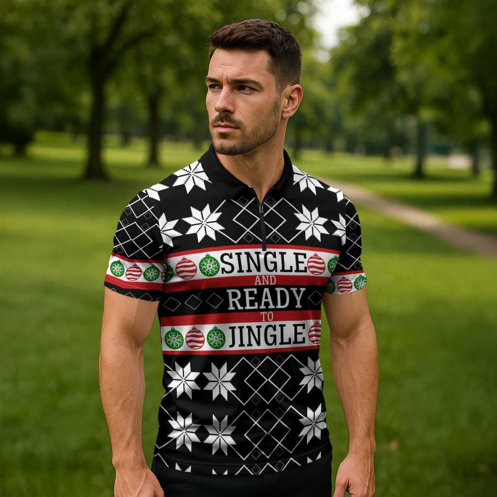 Single Ready To Jingle Christmas Zipper Polo Shirt Xmas Holiday Patterns - Wonder Print Shop