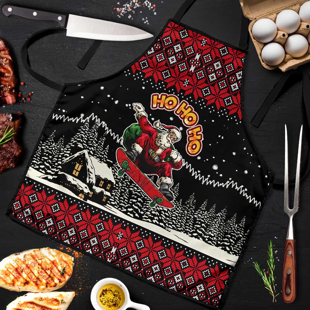 Skater Santa Claus Ho Ho Ho Christmas Apron Xmas Holiday Patterns - Wonder Print Shop