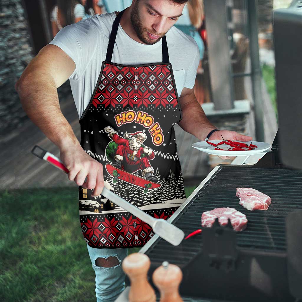 Skater Santa Claus Ho Ho Ho Christmas Apron Xmas Holiday Patterns - Wonder Print Shop