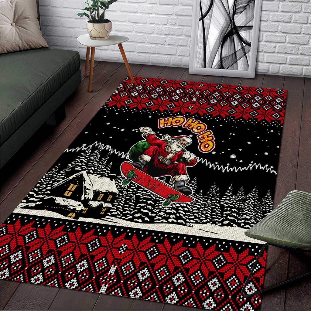 Skater Santa Claus Ho Ho Ho Christmas Area Rug Xmas Holiday Patterns - Wonder Print Shop