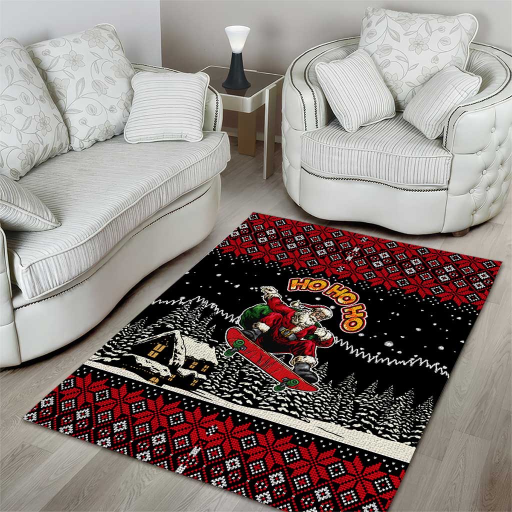 Skater Santa Claus Ho Ho Ho Christmas Area Rug Xmas Holiday Patterns - Wonder Print Shop