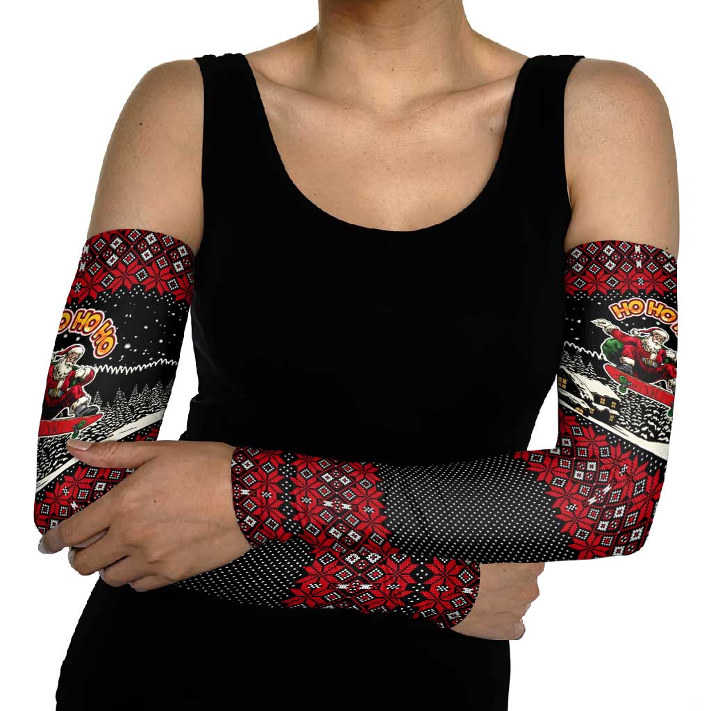 Skater Santa Claus Ho Ho Ho Christmas Arm Sleeves Xmas Holiday Patterns - Wonder Print Shop