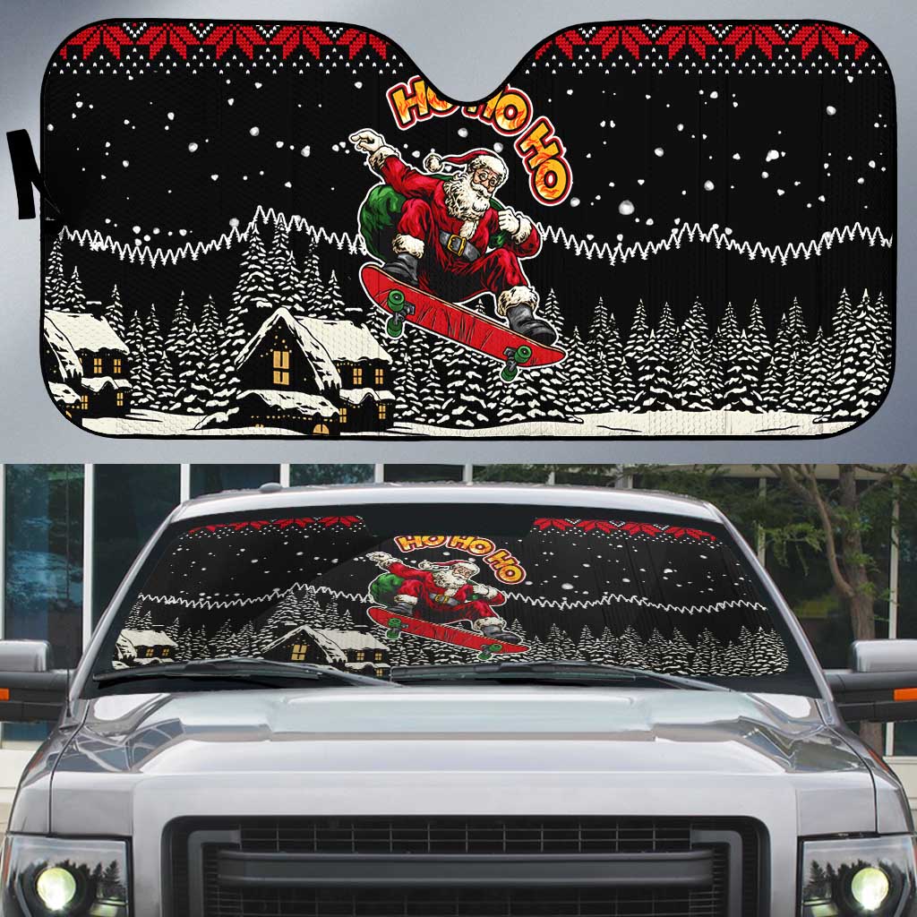 Skater Santa Claus Ho Ho Ho Christmas Auto Sun Shade Xmas Holiday Patterns - Wonder Print Shop