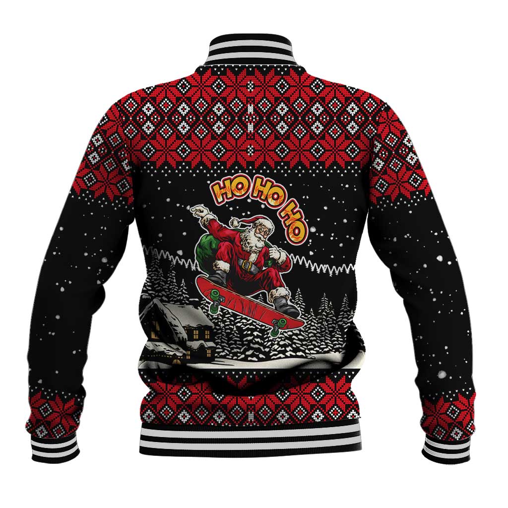 Skater Santa Claus Ho Ho Ho Christmas Baseball Jacket Xmas Holiday Patterns - Wonder Print Shop