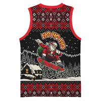 Skater Santa Claus Ho Ho Ho Christmas Basketball Jersey Xmas Holiday Patterns - Wonder Print Shop