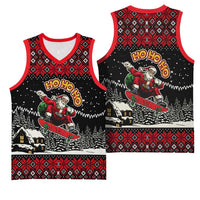 Skater Santa Claus Ho Ho Ho Christmas Basketball Jersey Xmas Holiday Patterns - Wonder Print Shop