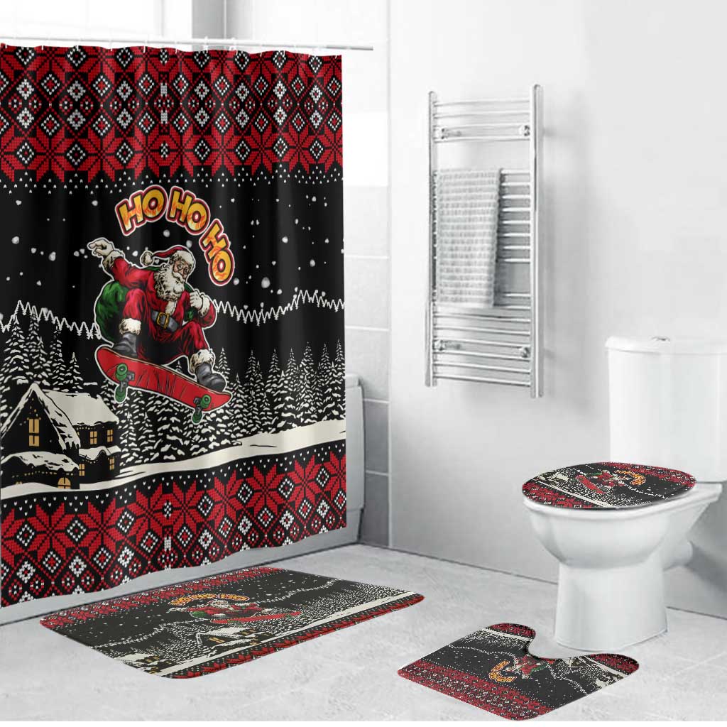 Skater Santa Claus Ho Ho Ho Christmas Bathroom Set Xmas Holiday Patterns - Wonder Print Shop