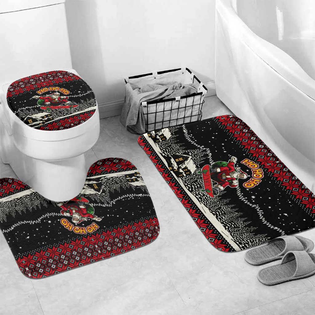 Skater Santa Claus Ho Ho Ho Christmas Bathroom Set Xmas Holiday Patterns - Wonder Print Shop