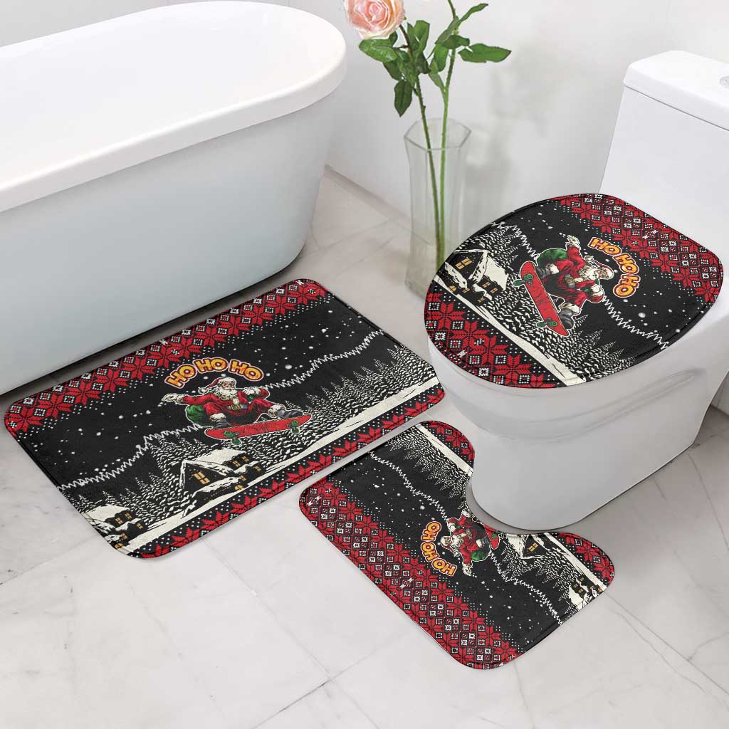 Skater Santa Claus Ho Ho Ho Christmas Bathroom Set Xmas Holiday Patterns - Wonder Print Shop