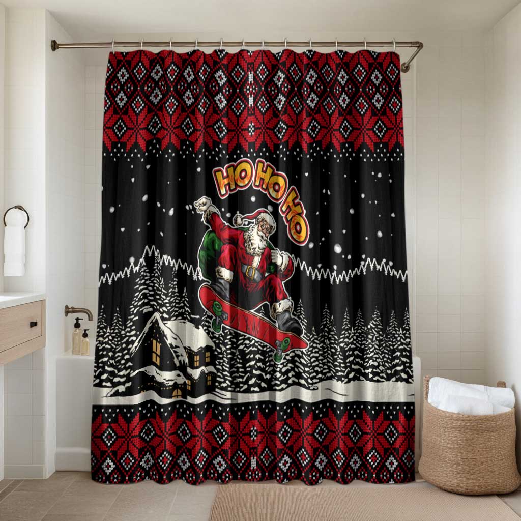 Skater Santa Claus Ho Ho Ho Christmas Bathroom Set Xmas Holiday Patterns - Wonder Print Shop