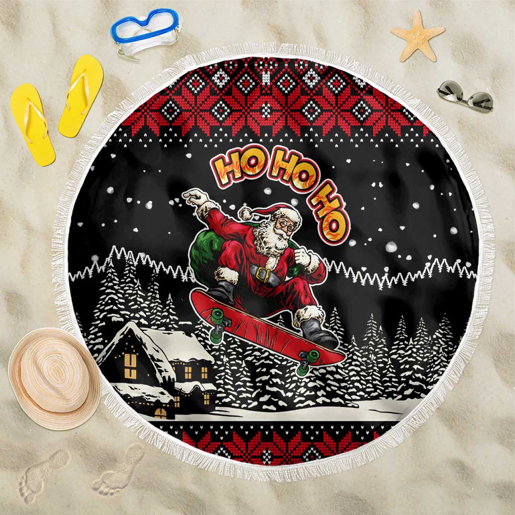 Skater Santa Claus Ho Ho Ho Christmas Beach Blanket Xmas Holiday Patterns - Wonder Print Shop