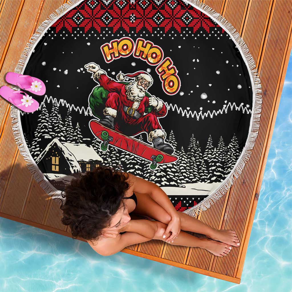 Skater Santa Claus Ho Ho Ho Christmas Beach Blanket Xmas Holiday Patterns - Wonder Print Shop