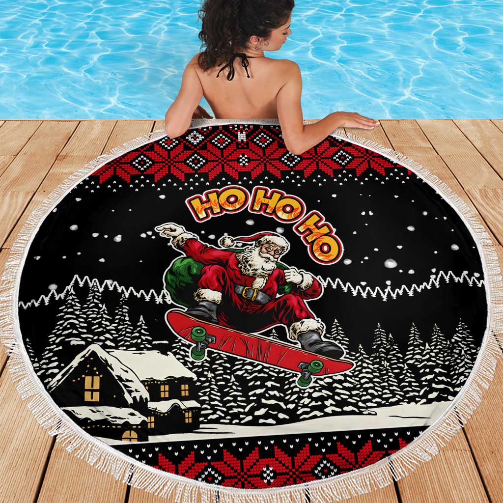 Skater Santa Claus Ho Ho Ho Christmas Beach Blanket Xmas Holiday Patterns - Wonder Print Shop
