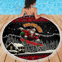 Skater Santa Claus Ho Ho Ho Christmas Beach Blanket Xmas Holiday Patterns - Wonder Print Shop