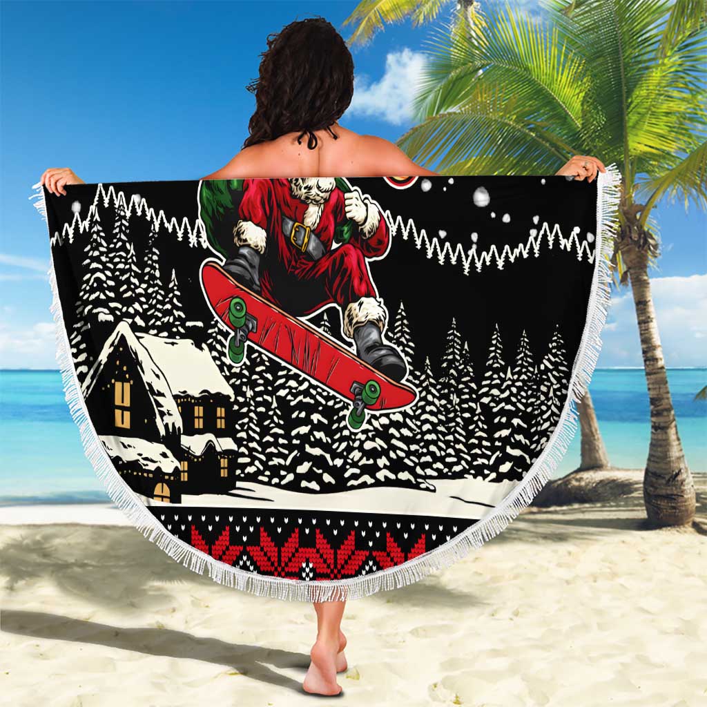 Skater Santa Claus Ho Ho Ho Christmas Beach Blanket Xmas Holiday Patterns - Wonder Print Shop