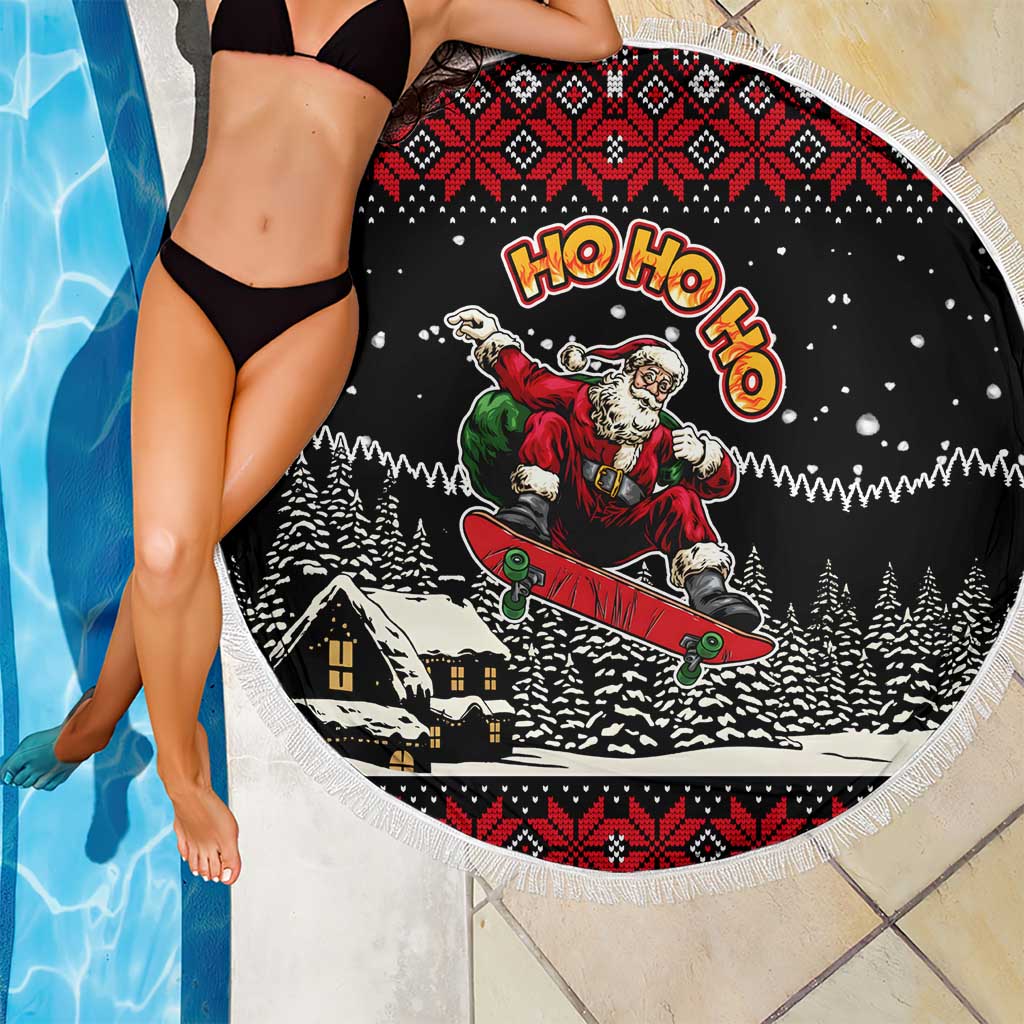 Skater Santa Claus Ho Ho Ho Christmas Beach Blanket Xmas Holiday Patterns - Wonder Print Shop