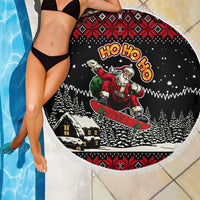 Skater Santa Claus Ho Ho Ho Christmas Beach Blanket Xmas Holiday Patterns - Wonder Print Shop