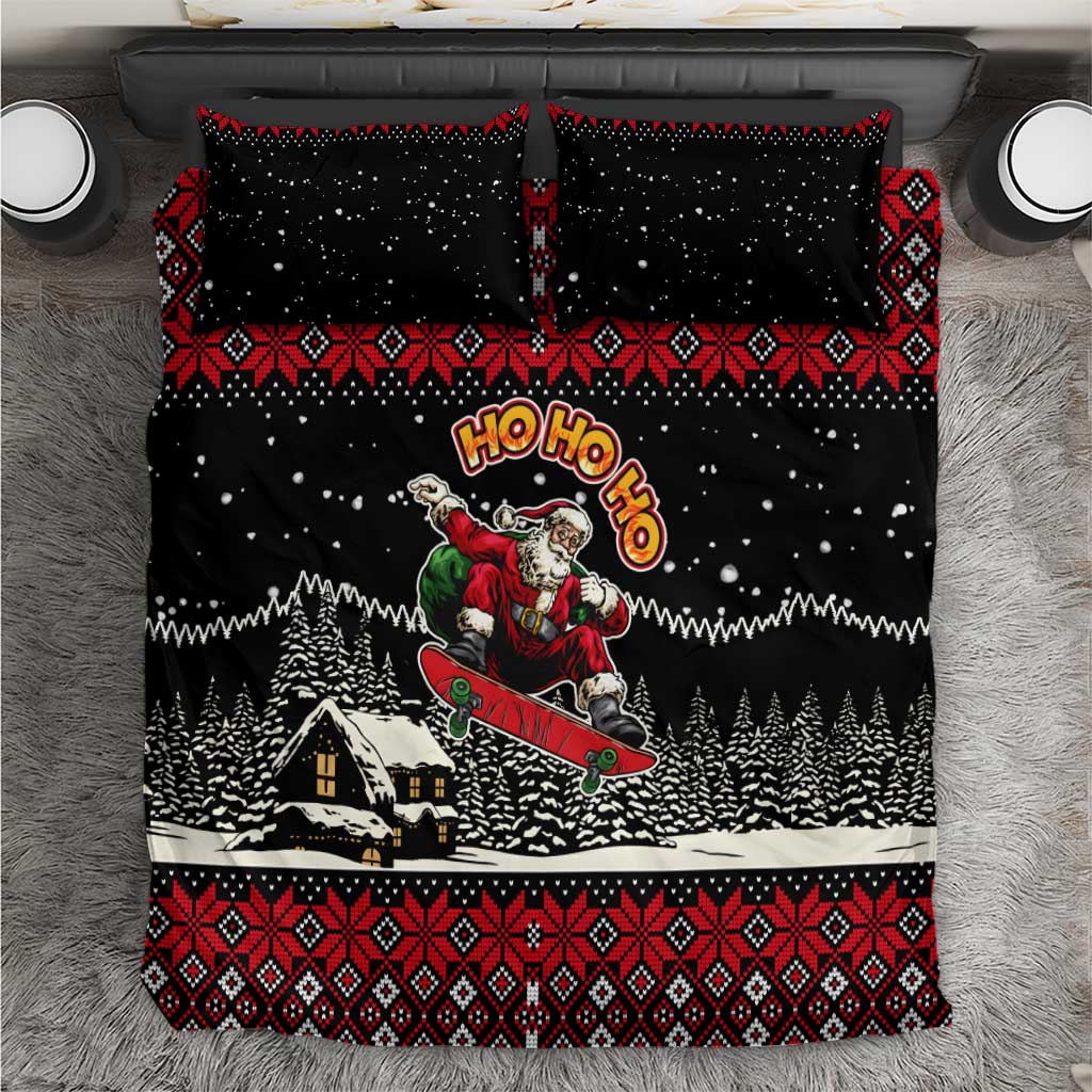 Skater Santa Claus Ho Ho Ho Christmas Bedding Set Xmas Holiday Patterns - Wonder Print Shop