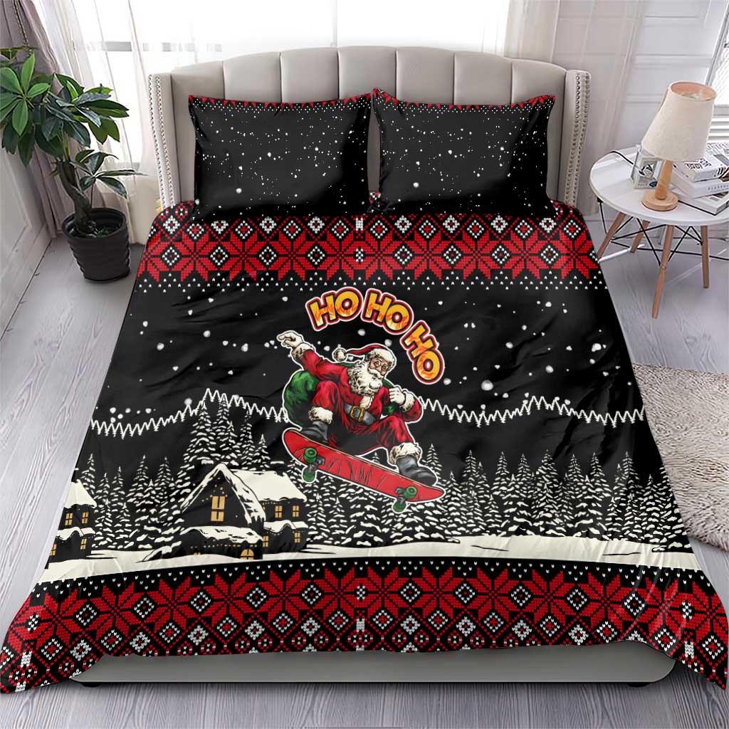 Skater Santa Claus Ho Ho Ho Christmas Bedding Set Xmas Holiday Patterns - Wonder Print Shop