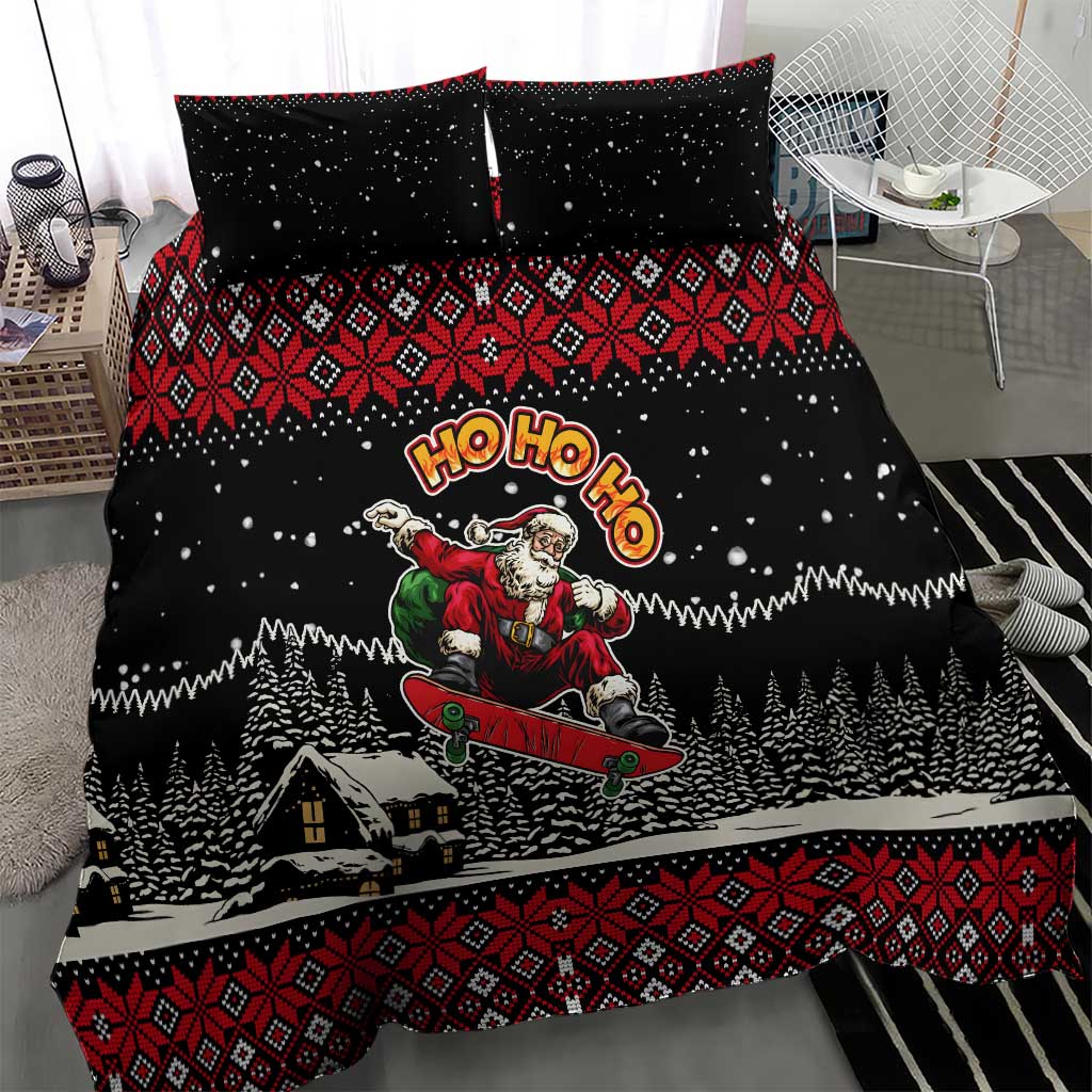 Skater Santa Claus Ho Ho Ho Christmas Bedding Set Xmas Holiday Patterns - Wonder Print Shop