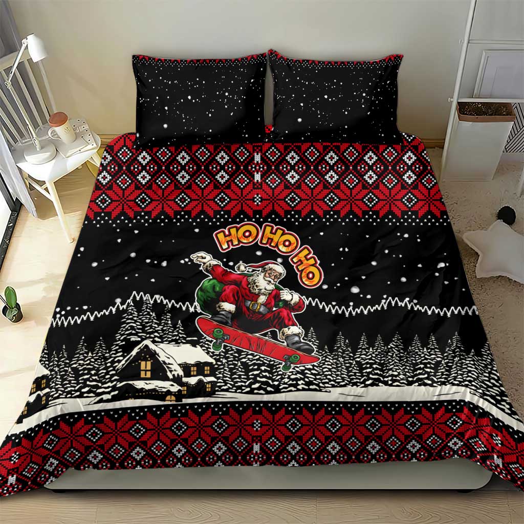 Skater Santa Claus Ho Ho Ho Christmas Bedding Set Xmas Holiday Patterns - Wonder Print Shop