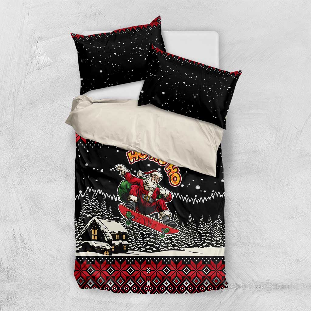 Skater Santa Claus Ho Ho Ho Christmas Bedding Set Xmas Holiday Patterns - Wonder Print Shop