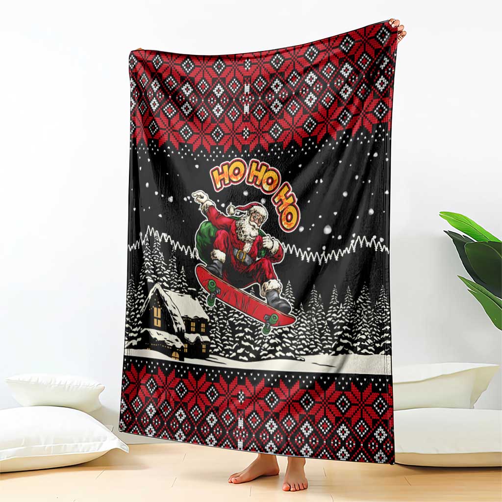 Skater Santa Claus Ho Ho Ho Christmas Blanket Xmas Holiday Patterns - Wonder Print Shop