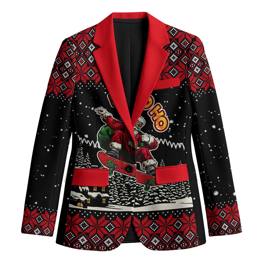 Skater Santa Claus Ho Ho Ho Christmas Blazer Xmas Holiday Patterns - Wonder Print Shop