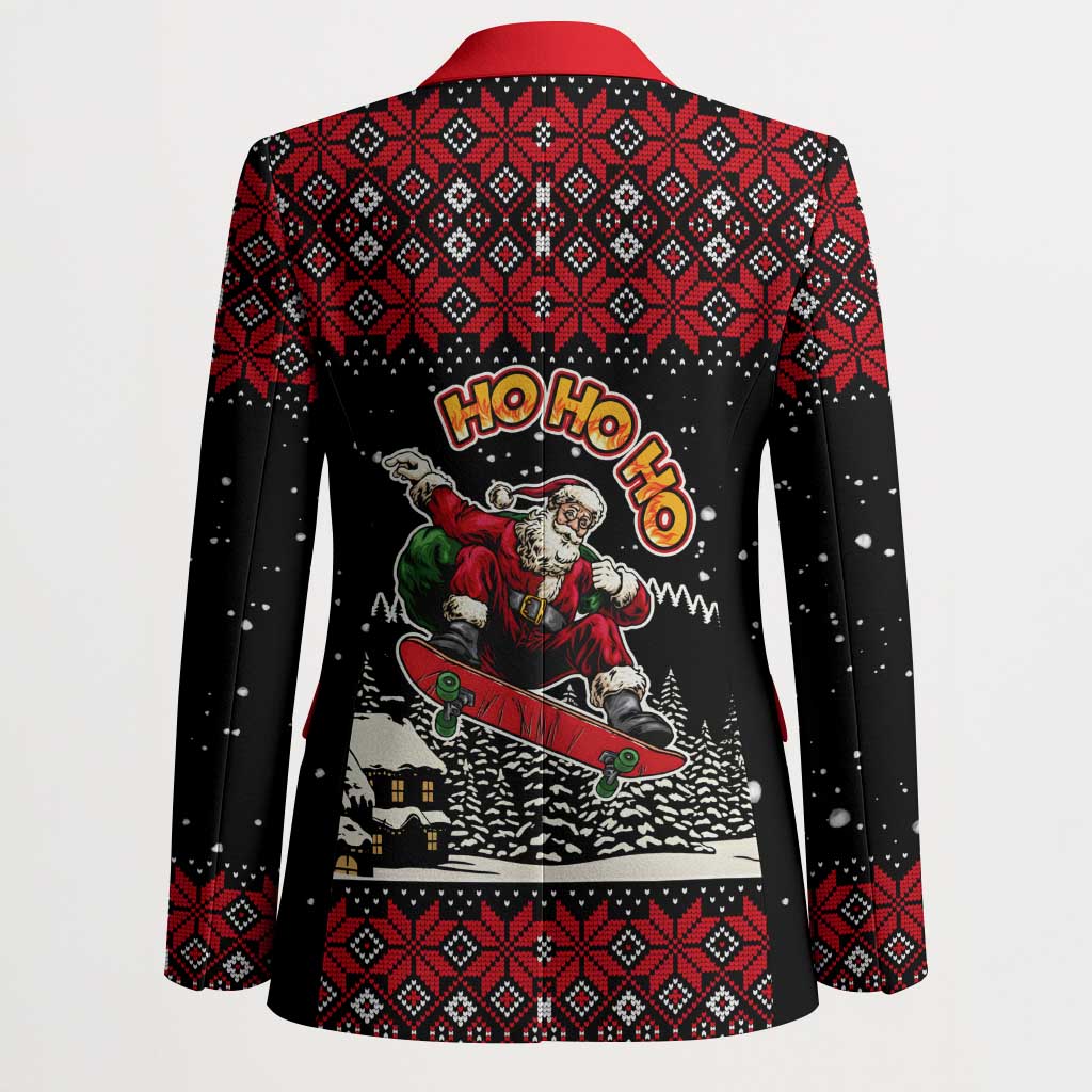 Skater Santa Claus Ho Ho Ho Christmas Blazer Xmas Holiday Patterns - Wonder Print Shop