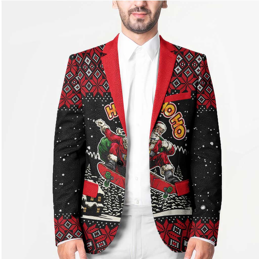 Skater Santa Claus Ho Ho Ho Christmas Blazer Xmas Holiday Patterns - Wonder Print Shop