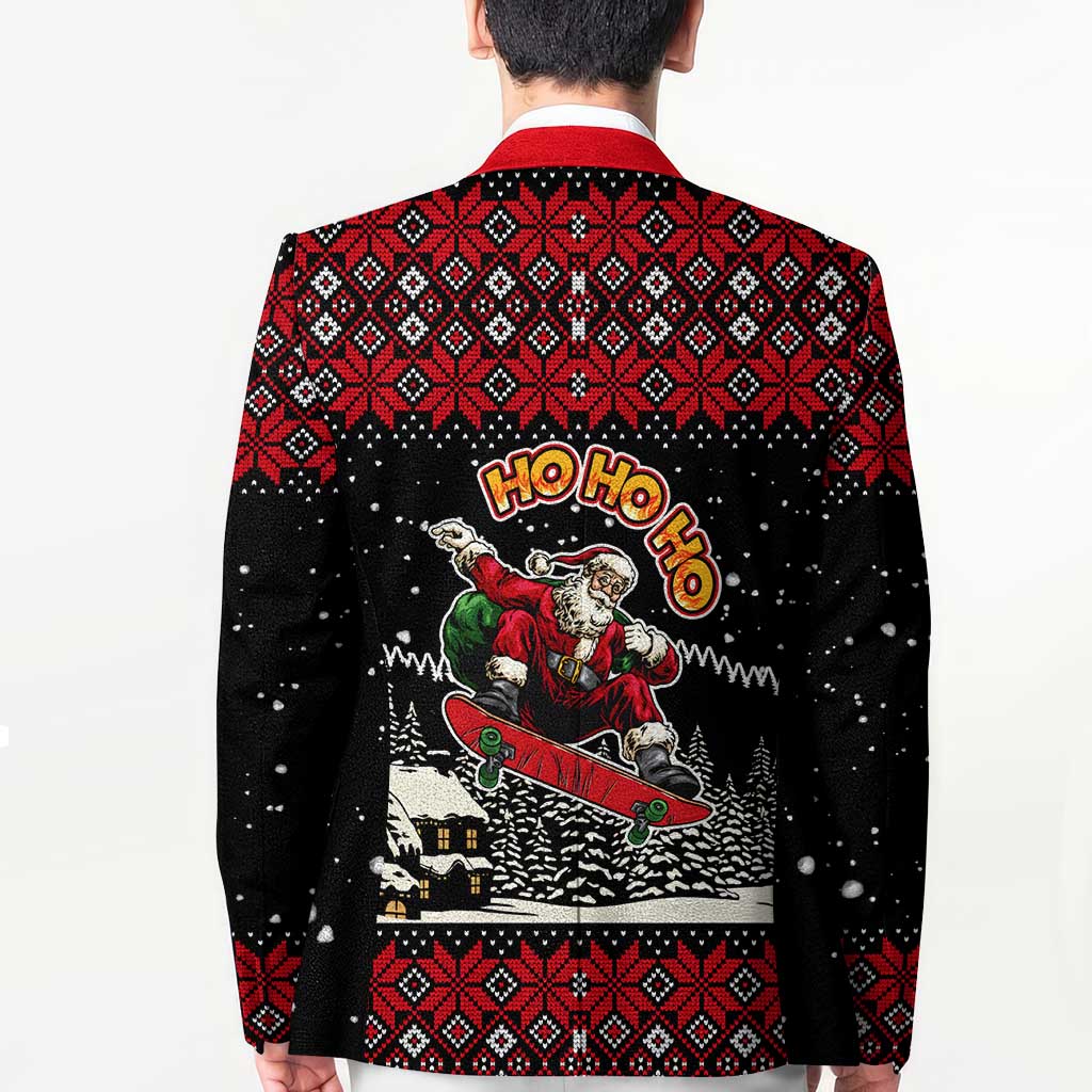 Skater Santa Claus Ho Ho Ho Christmas Blazer Xmas Holiday Patterns - Wonder Print Shop