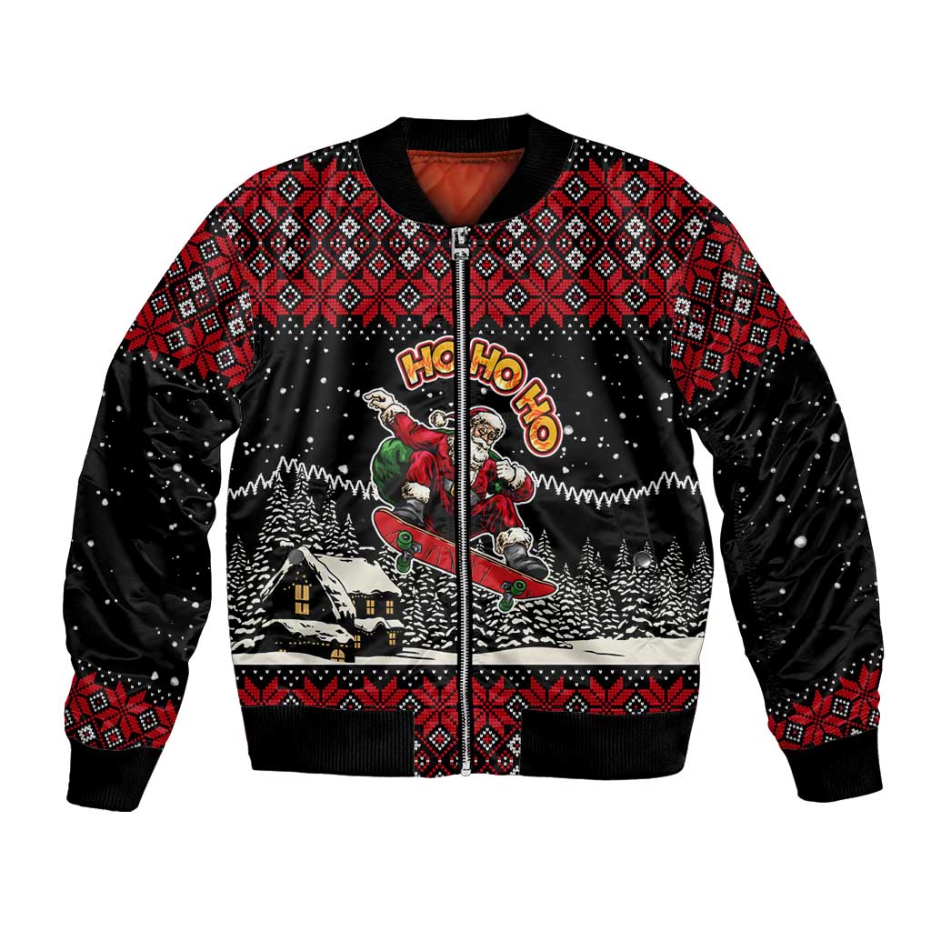 Skater Santa Claus Ho Ho Ho Christmas Bomber Jacket Xmas Holiday Patterns - Wonder Print Shop