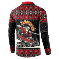 Skater Santa Claus Ho Ho Ho Christmas Button Sweatshirt Xmas Holiday Patterns - Wonder Print Shop