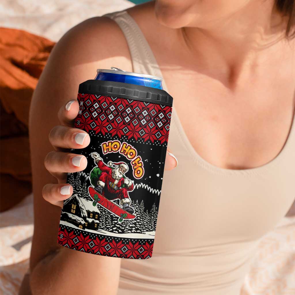 Skater Santa Claus Ho Ho Ho Christmas 4 in 1 Can Cooler Tumbler Xmas Holiday Patterns - Wonder Print Shop
