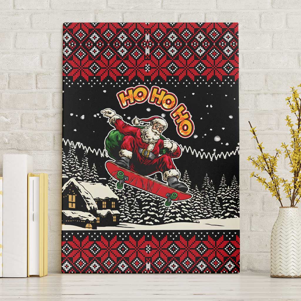 Skater Santa Claus Ho Ho Ho Christmas Canvas Wall Art Xmas Holiday Patterns - Wonder Print Shop