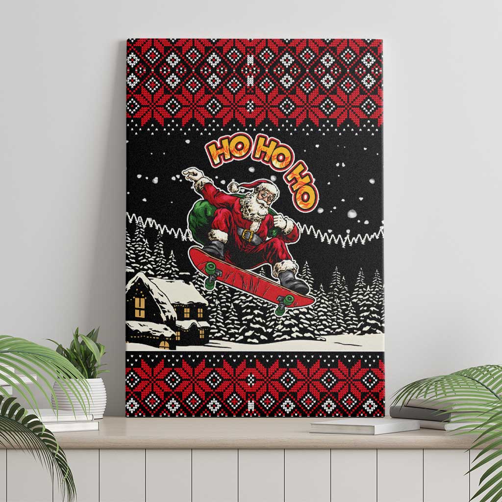 Skater Santa Claus Ho Ho Ho Christmas Canvas Wall Art Xmas Holiday Patterns - Wonder Print Shop