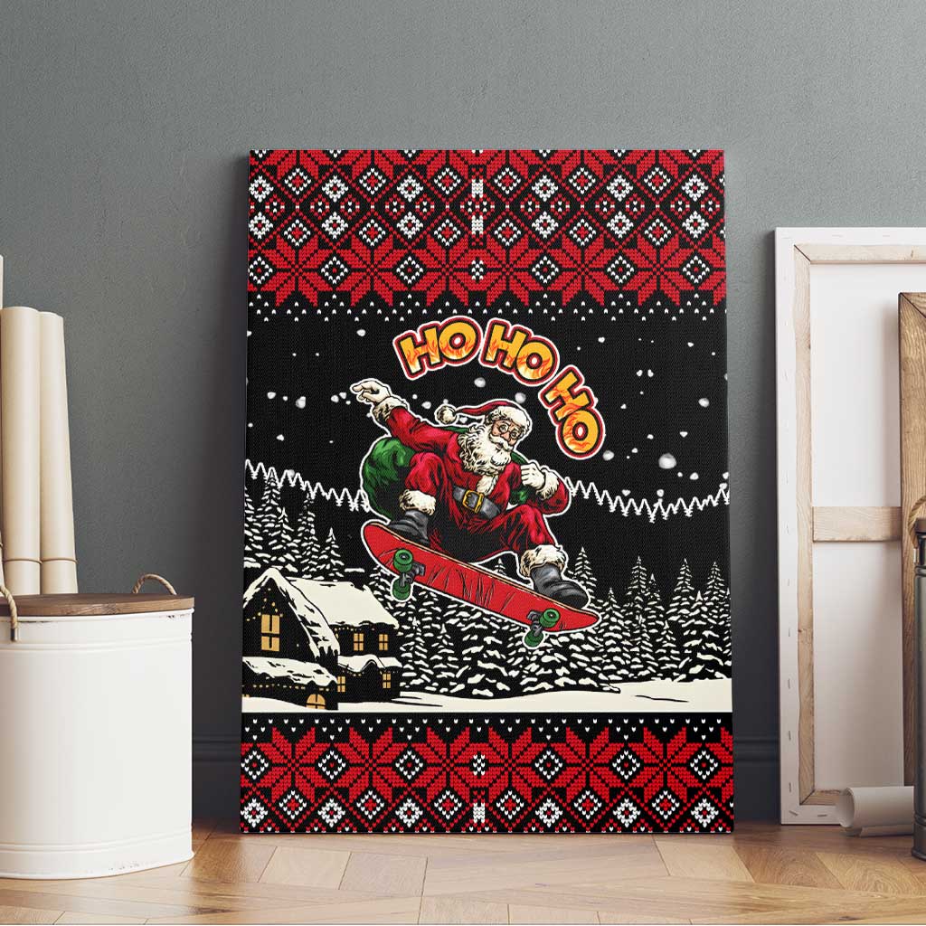Skater Santa Claus Ho Ho Ho Christmas Canvas Wall Art Xmas Holiday Patterns - Wonder Print Shop